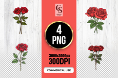 Hand-Drawn Red Rose Bouquet Clipart Sublimation PNG Product Image 1