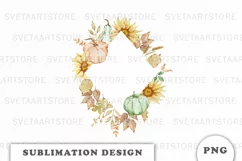 Watercolor Autumn Pumpkins frame png Product Image 1