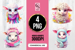 Winter Baby Lamb Clipart Sublimation PNG Product Image 1