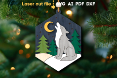 Wolf Christmas Ornament SVG laser cut files for Glowforg Product Image 1
