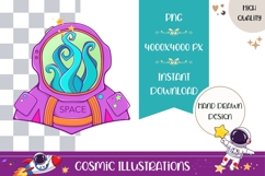 Hand Drawn Cosmic Illustration, Cartoon Astronaut PNG Product Image 1