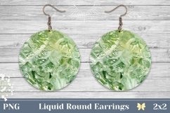 Light Green Round Earrings, Abstract Sublimation Design Product Image 1