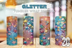 Rainbow Stars Tumbler Sublimation, Glitter Tumbler Designs Product Image 1