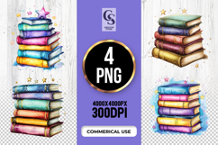 Colorful Magic Book Stack Clipart Sublimation PNG Product Image 1