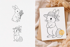 Easter Bunny svg, Easter svg, Bunny with Flowers, Line Art Product Image 1