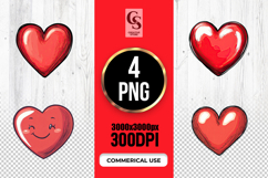 Red Glossy Heart Illustrations Clipart Sublimation PNG Product Image 1