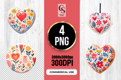 Folk Floral Heart Love Clipart Sublimation SVG PNG Product Image 1