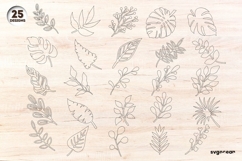 Leaves SVG Bundle For Engraving | Hand Drawn Leaves | SVG Product Image 1