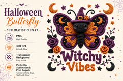 Halloween Butterfly PNG, Witchy Vibes Sublimation Clipart Product Image 1