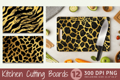 Gold Black Animal Print Cutting Boards sublimation Design Product Image 1