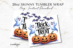 Trick or Treat Halloween Ghost 20 oz Tumbler Wrap PNG Product Image 2