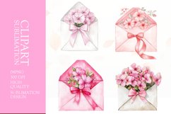 Watercolor floral envelope sublimation clipart png Product Image 1