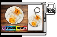 Aqua Tranquility: Round Sublimation Art Keychain PNG Product Image 1