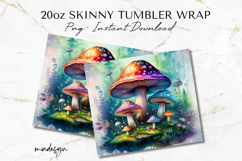 Mushroom 20oz Tumbler Wrap PNG, Woodland Sublimation Design Product Image 2