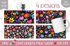 Cartoon Flowers Mug Wrap Designs, Floral Mug Template Product Image 1