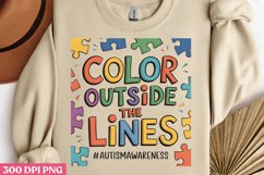 Color Outside the Lines PNG, Autism Sublimation PNG Product Image 2