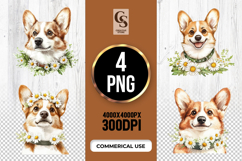 Floral Corgi Dog Clipart Sublimation PNG Product Image 1