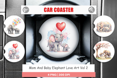 Mom And Baby Elephant Love Car Coaster Product Image 1