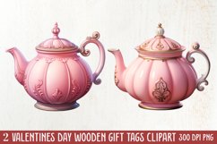 Retro Valentine Watercolor Clipart, Pink Valentine Product Image 1