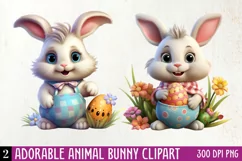 Adorable Animal Bunny Clipart, Watercolor Clipart Product Image 1