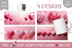 3D Love Mug Wrap Designs, Love Hearts Mug Sublimation Product Image 1