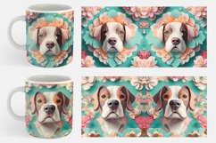 3D Dog Floral Mug Wrap | Sublimation Coffee Product Image 2