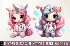 Unicorn Nurse Clipart, Unicorn Nurse Sublimation Product Image 1