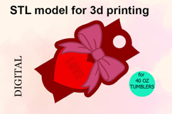 Heart with Bow, 40 OZ Tumbler, Topper for 3D Printing Product Image 1