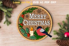 Christmas Wreath SVG laser cut files for Glowforge Product Image 1