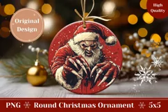 Spooky Santa Ornament PNG, Santa Claus Ornament Design Product Image 1
