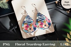 Flowers Teardrop Earrings, Flowers Sublimation Earrings Product Image 1