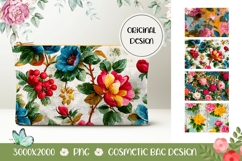 Floral Cosmetic Bag PNG, Vintage Flowers Cosmetic Bag Print Product Image 1