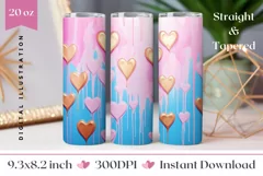 Love Hearts Tumbler Design, Valentine's Day Sublimation PNG Product Image 1