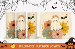 Floral Ghost Tumbler, Halloween Bats Tumbler Template Product Image 1