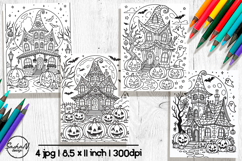 Haunted house cute Halloween coloring pages Product Image 1