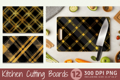 Gold &amp; Black Plaid Cutting Boards sublimation Design Product Image 1