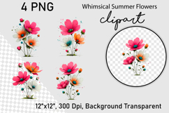 Whimsical Summer Flowers Clipart PNG Product Image 1
