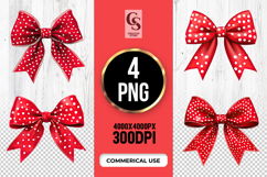 Red Polka Dot Bow Clipart Sublimation PNG Product Image 1