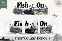 Fish On Mug Wrap, Fishing Mug, Fisherman Mug Template Product Image 1