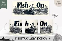 Fish On Mug Wrap, Fishing Mug, Fisherman Mug Template Product Image 1