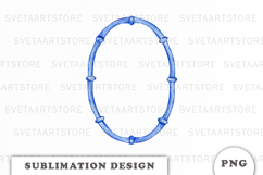 Watercolor Blue Bamboo Frame PNG Product Image 1