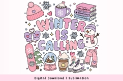 Retro Cozy Winter Clipart - Cute Pink Sublimation Graphics Product Image 1