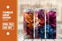 watercolor Blooming flower tumbler warp sublimation Product Image 1