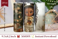 Christmas Girl Tumbler Design, Christmas Tree Tumbler PNG Product Image 1
