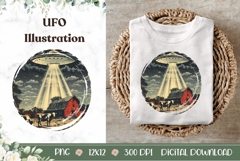 UFO Illustration, Cartoon Farm PNG, Spaceship PNG Product Image 1