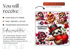 Valentine sheep ,Valentine&#039;s day Animal Clipart, Valentines Product Image 2