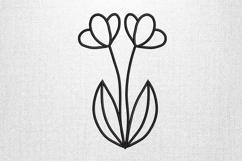 Minimalist Double Tulip Line Art Embroidery Design Product Image 1