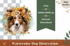 Watercolor Collie Dog Illustration, Collie Dog Sublimation Product Image 1