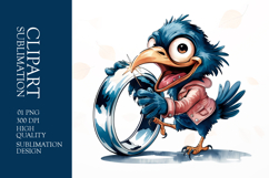 Grumpy Blue bird watercolor clipart sublimation Product Image 1