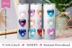Crystal Hearts Tumbler Design, Valentine's Day Tumbler Wrap Product Image 1